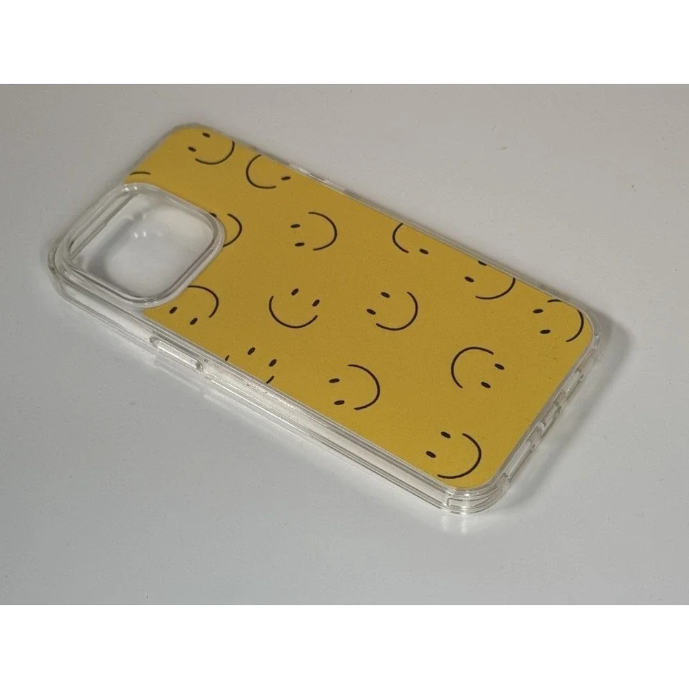 Yellow Happy Face Clear Hybrid Phone Case iPhone 13 Pro Max Crystal II‎ 81-03